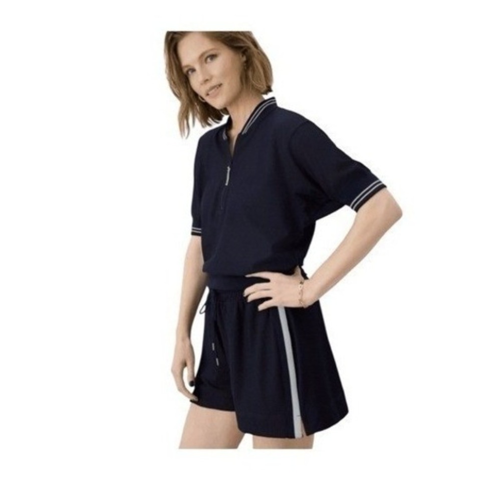 GSTQ‎ Mesh Athletic Shorts Blue with White Stripe Pull-On L